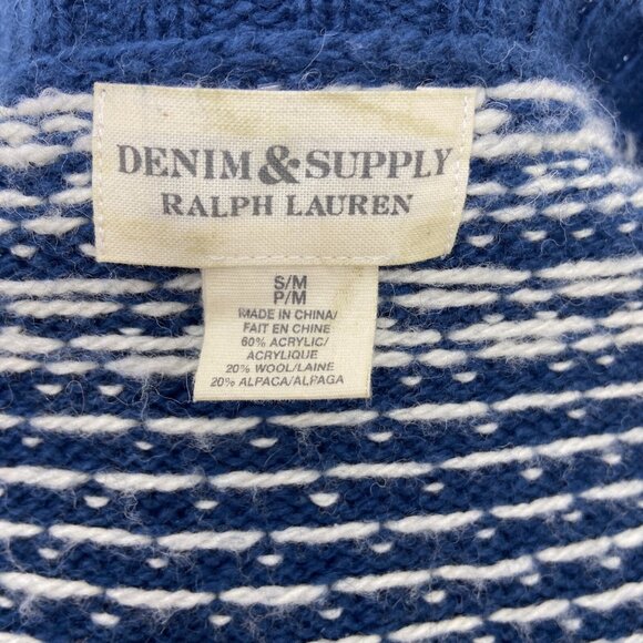 Denim Supply Ralph Lauren Woman S/M Alpaca Wool Knit Fair Isle Poncho Sweater - Picture 5 of 5